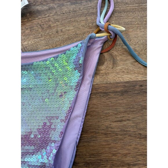 Gianni Bini x Dannijo Bikini Bottom Womens Medium Lilac Sequin Cheeky Tie Side - Picture 2 of 5